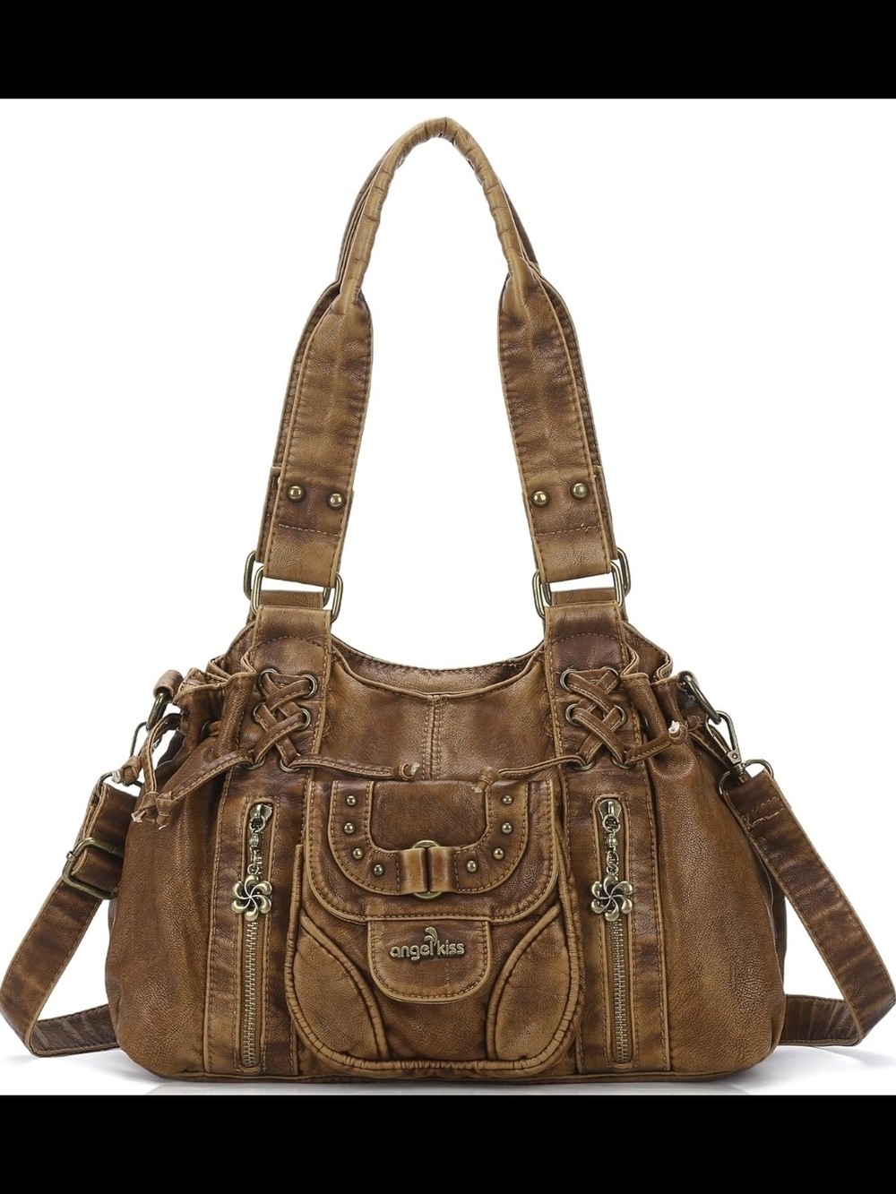 Angel Kiss Brown Women's Shoulder Bag with Adjustable Strap